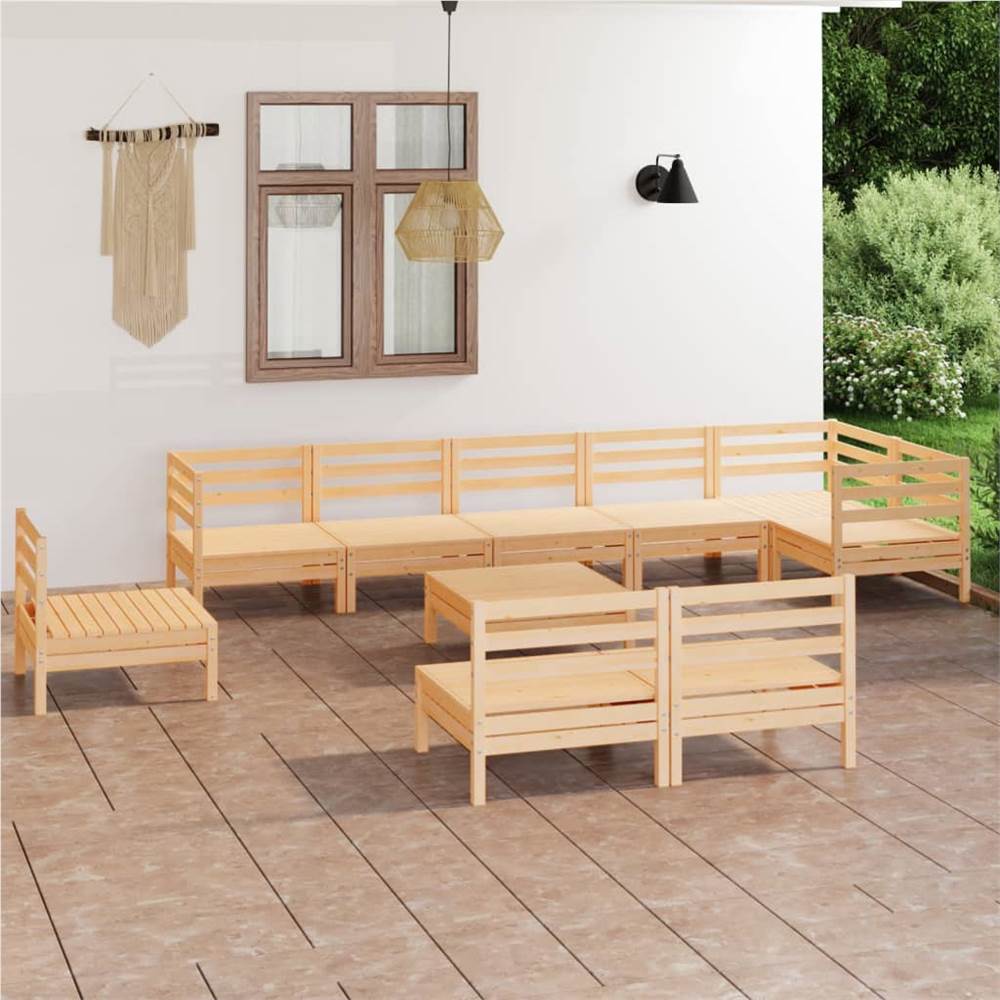 

10 Piece Garden Lounge Set Solid Pinewood