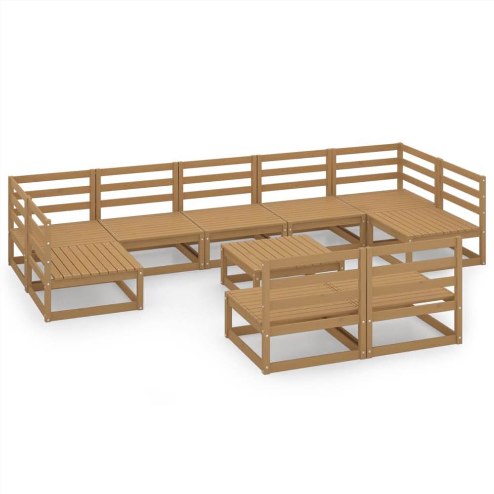 

10 Piece Garden Lounge Set Solid Pinewood