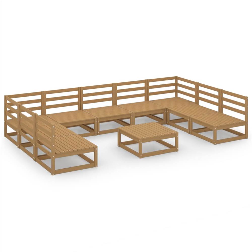

10 Piece Garden Lounge Set Solid Pinewood
