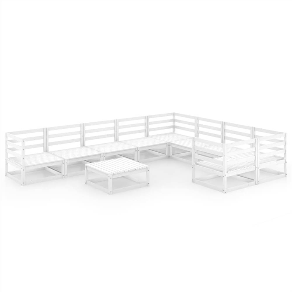 

10 Piece Garden Lounge Set Solid Pinewood
