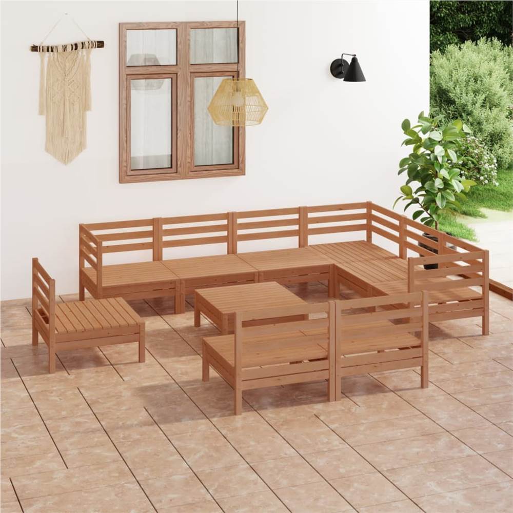 

10 Piece Garden Lounge Set Solid Pinewood Honey Brown