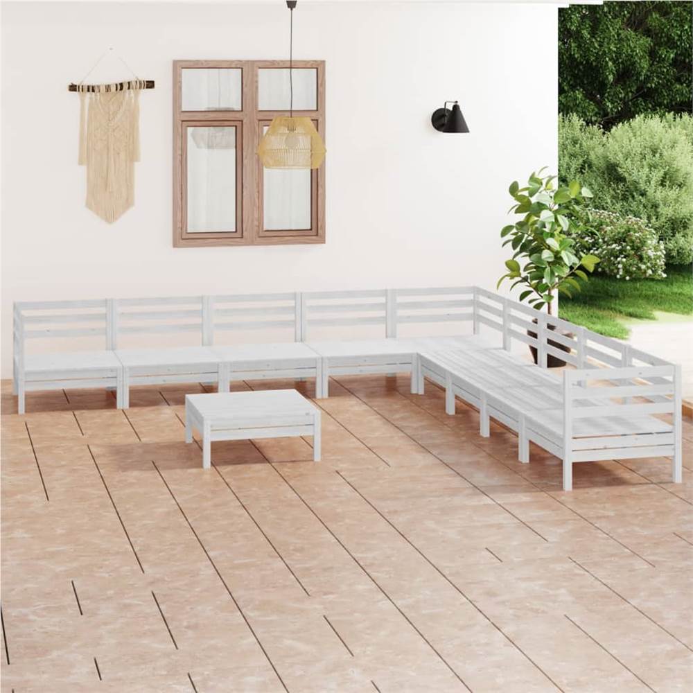 

10 Piece Garden Lounge Set Solid Pinewood White