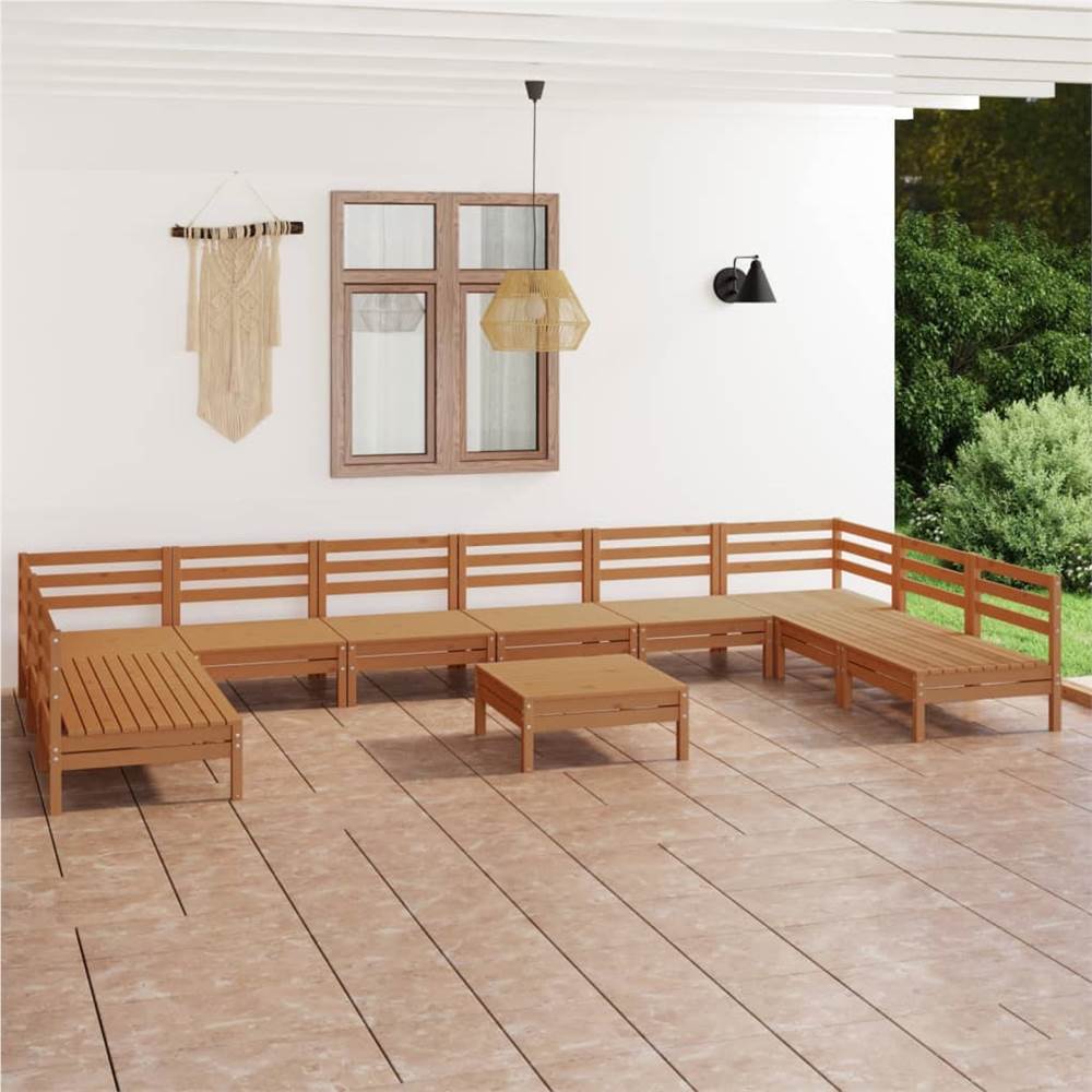 

11 Piece Garden Lounge Set Honey Brown Solid Pinewood