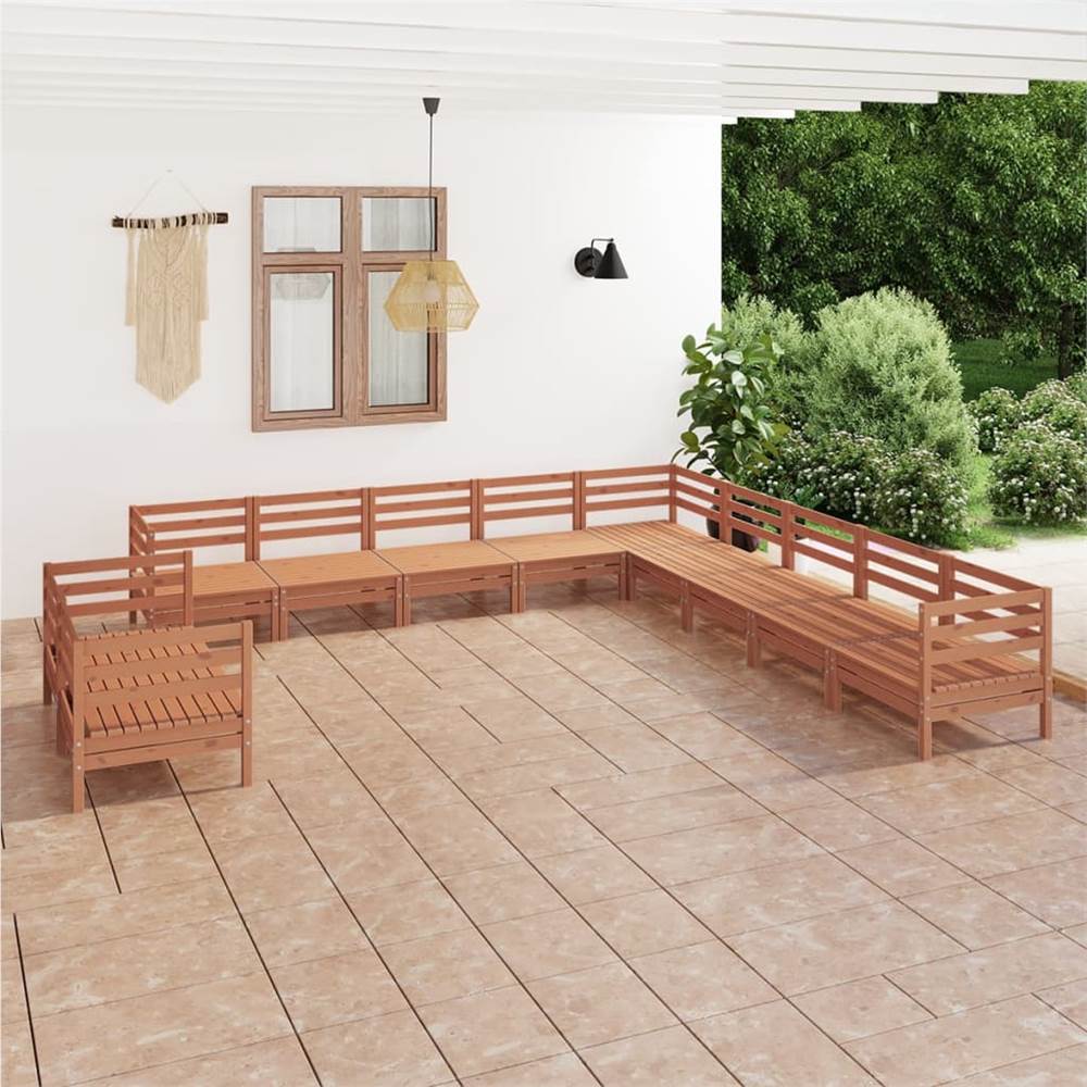

11 Piece Garden Lounge Set Solid Pinewood Honey Brown