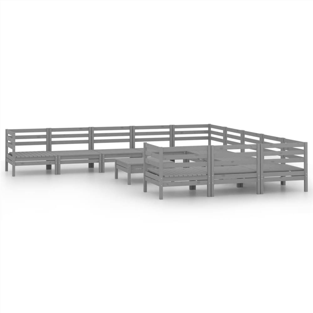 

12 Piece Garden Lounge Set Grey Solid Pinewood