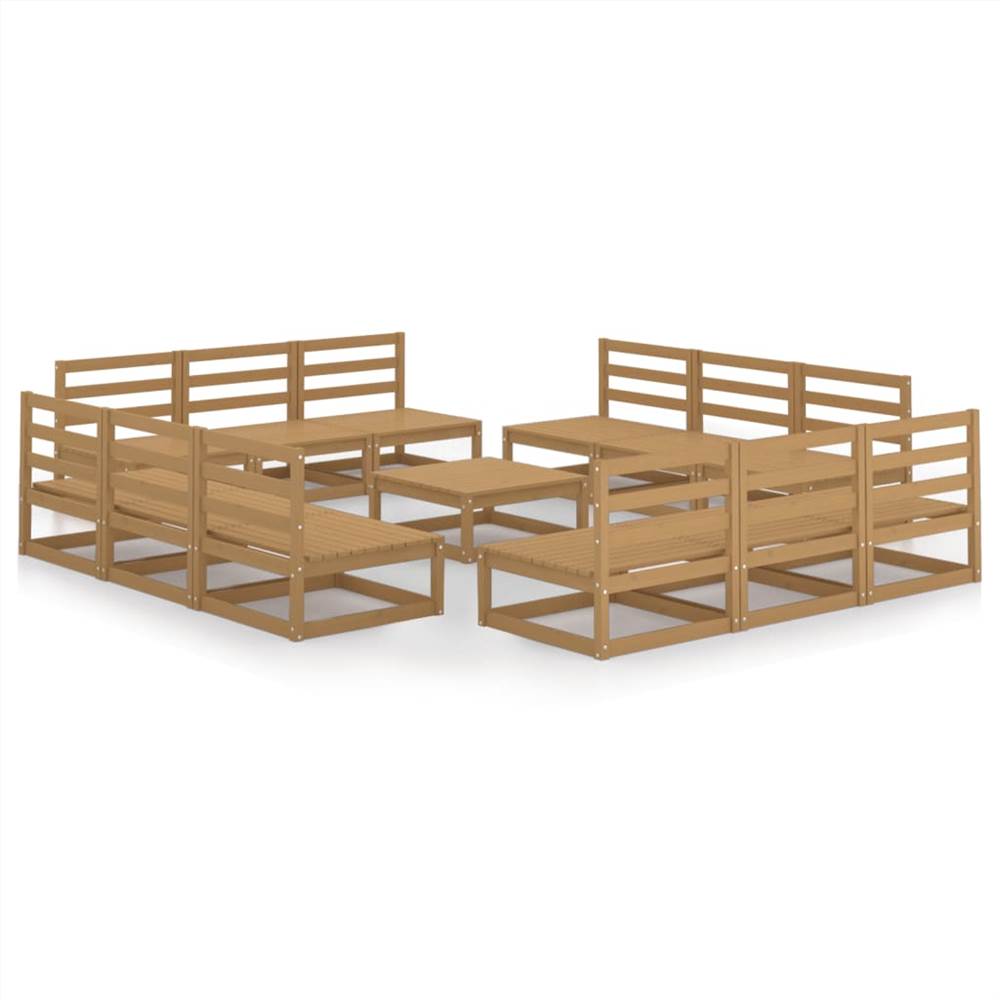 

13 Piece Garden Lounge Set Honey Brown Solid Pinewood