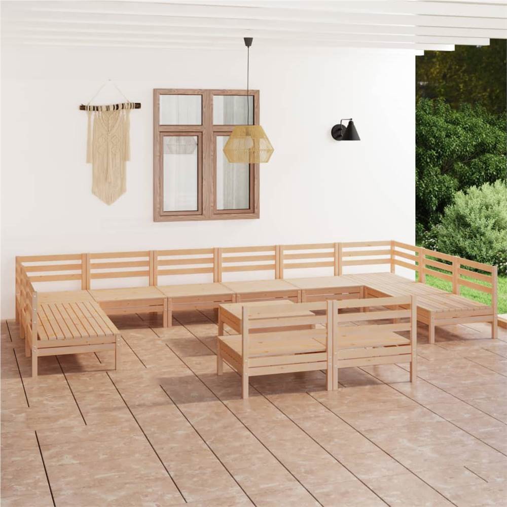 

13 Piece Garden Lounge Set Solid Pinewood