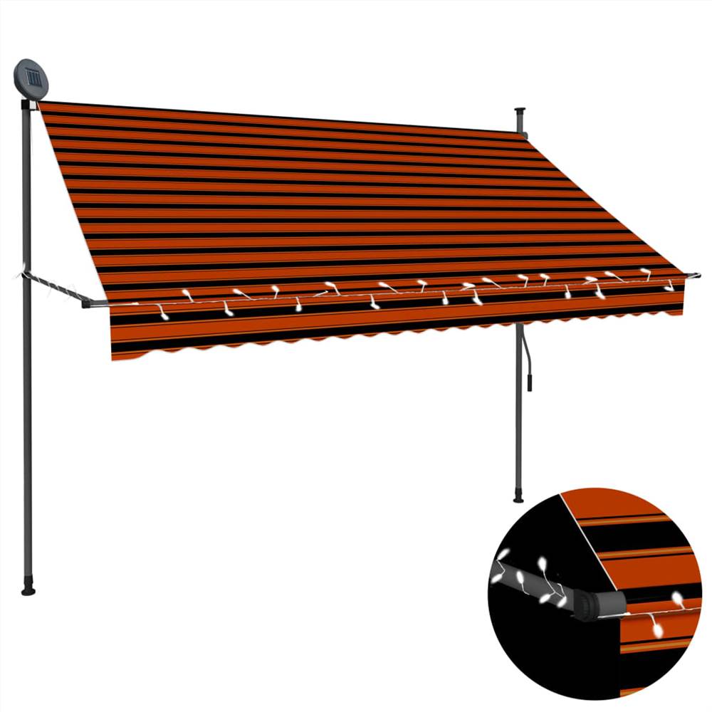 

145879 Manual Retractable Awning with LED 250 cm Orange and Brown