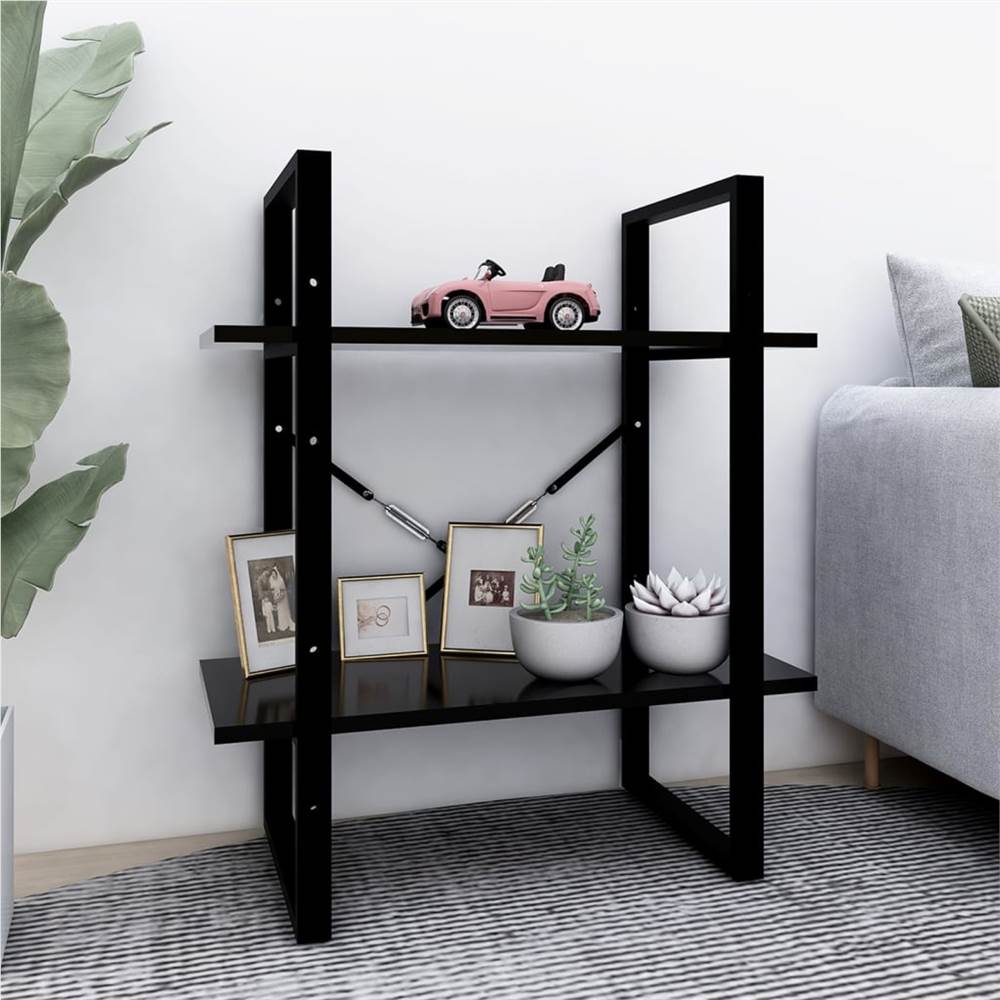 

2-Tier Book Cabinet Black 60x30x70 cm Chipboard