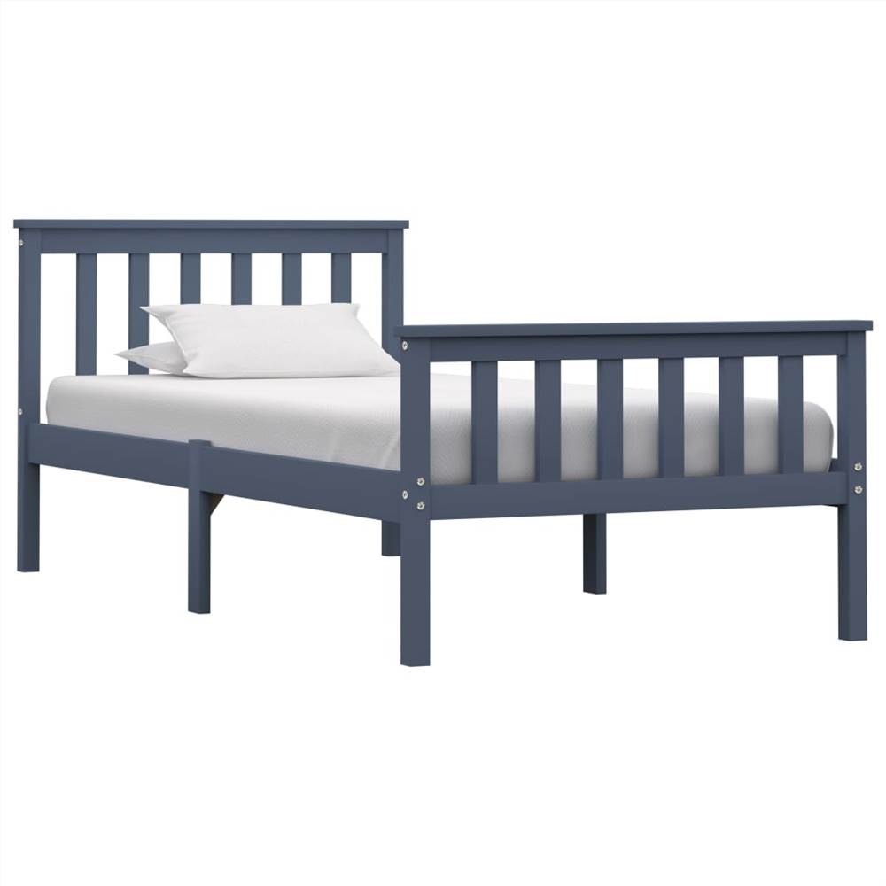 

283227 Bed Frame Grey Solid Pinewood 100x200 cm
