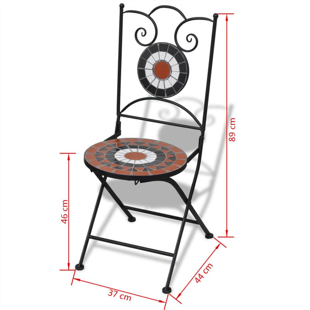 3 Piece Bistro Set Ceramic Tile Terracotta and White