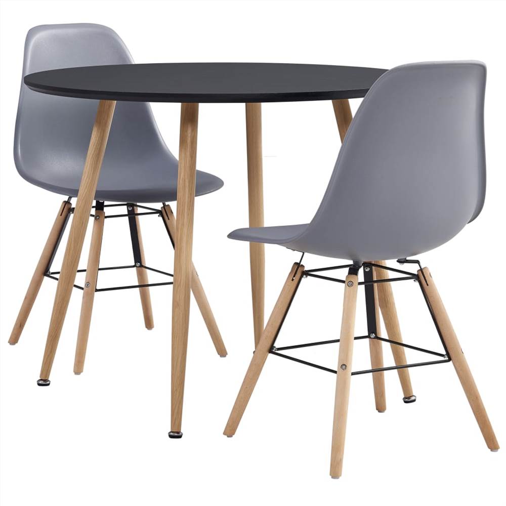 

3 Piece Dining Set Plastic Grey