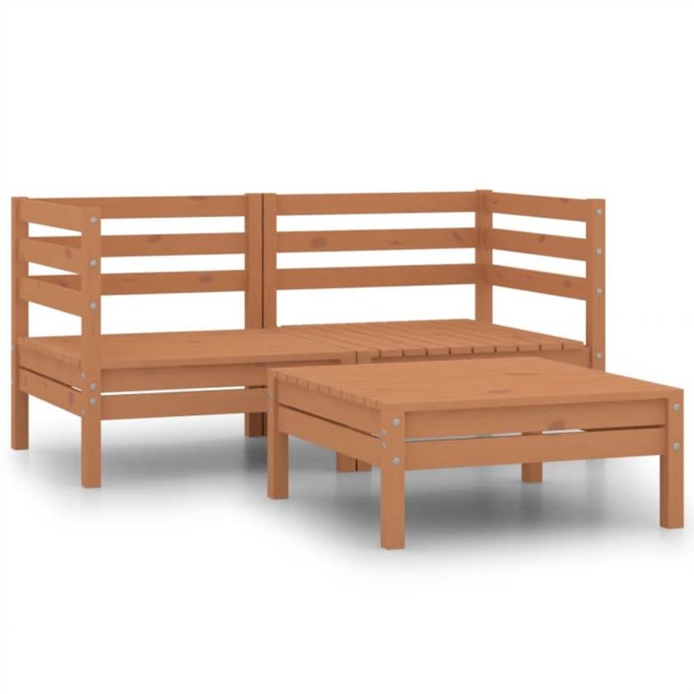

3 Piece Garden Lounge Set Solid Pinewood Honey Brown
