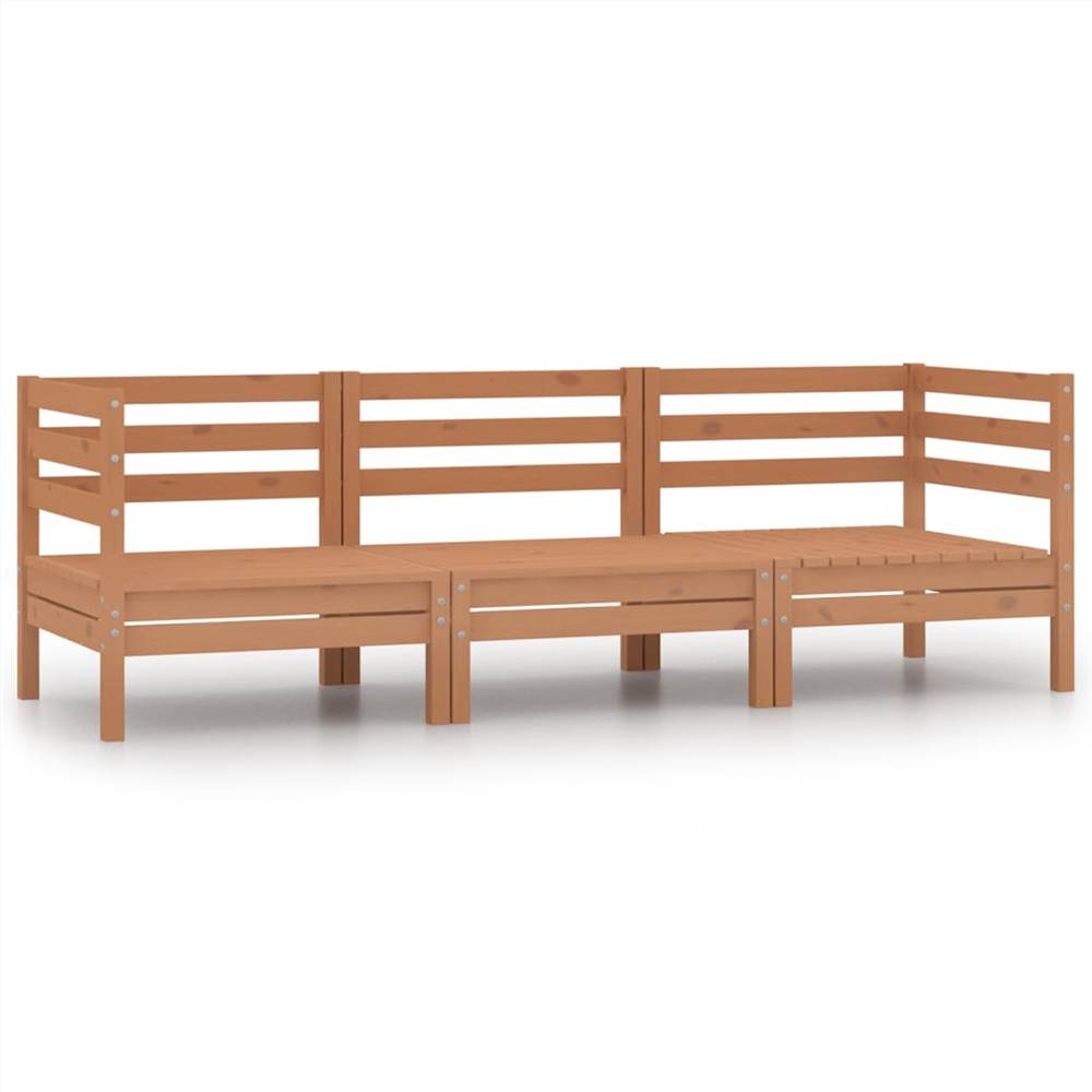 

3 Piece Garden Lounge Set Solid Pinewood Honey Brown