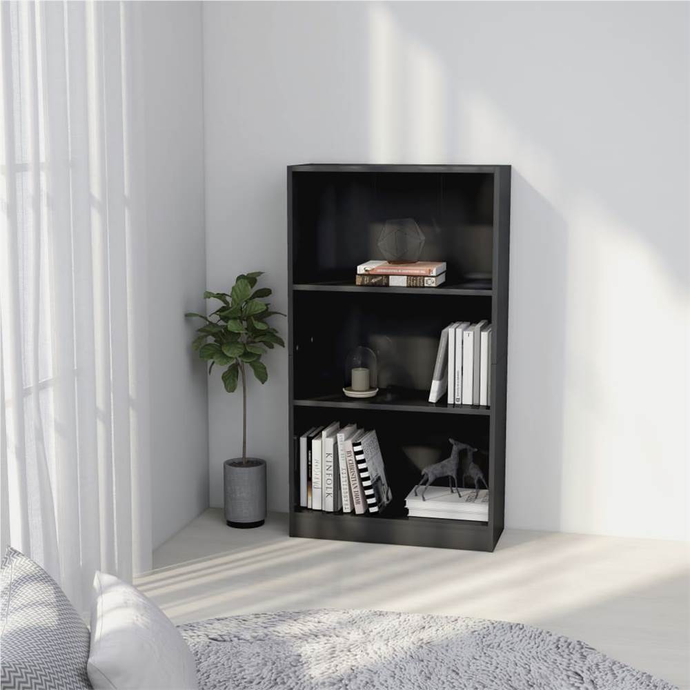 

3-Tier Book Cabinet High Gloss Grey 60x24x108 cm Chipboard