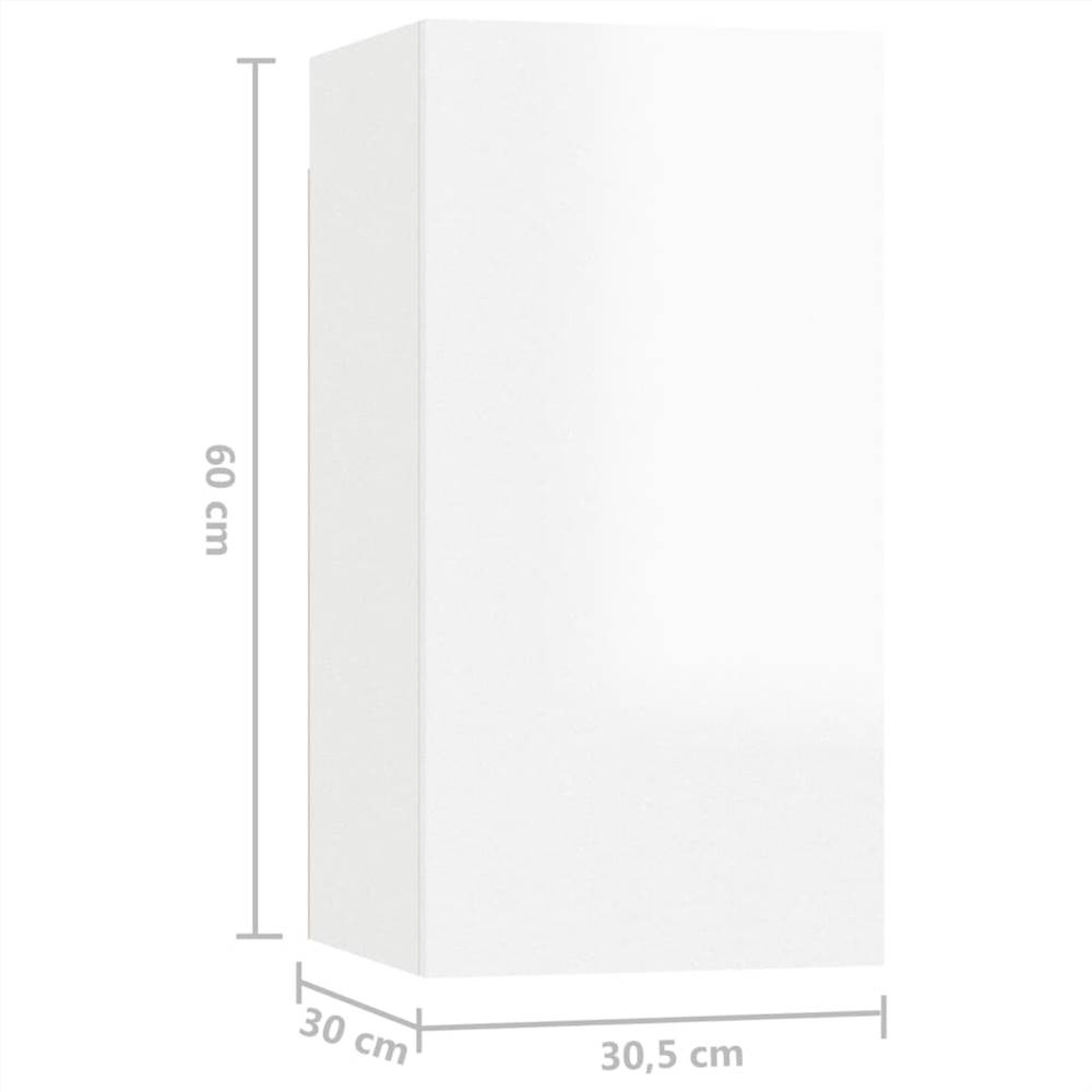 3079307  4 Piece TV Cabinet Set High Gloss White Chipboard (804528+803338)