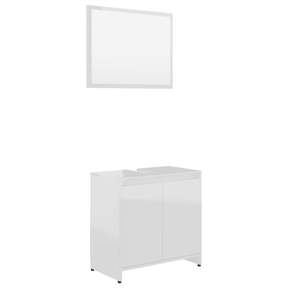 4 Piece Bathroom Furniture Set High Gloss White Chipboard