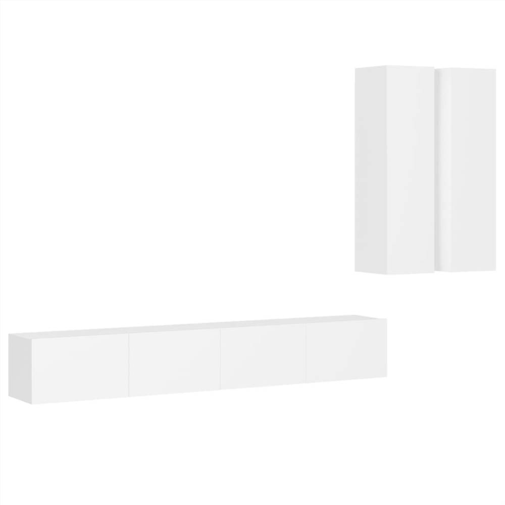 4 Piece TV Cabinet Set White Chipboard 13 4 Piece TV Cabinet Set White Chipboard