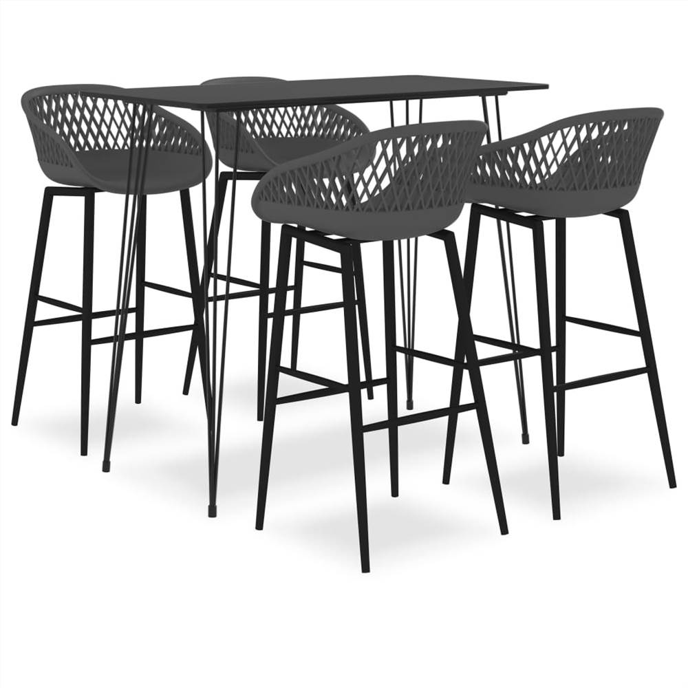 

5 Piece Bar Set Black and Grey