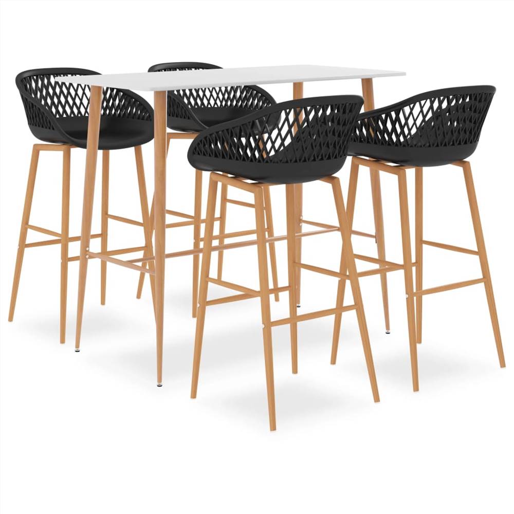 

5 Piece Bar Set White and Black