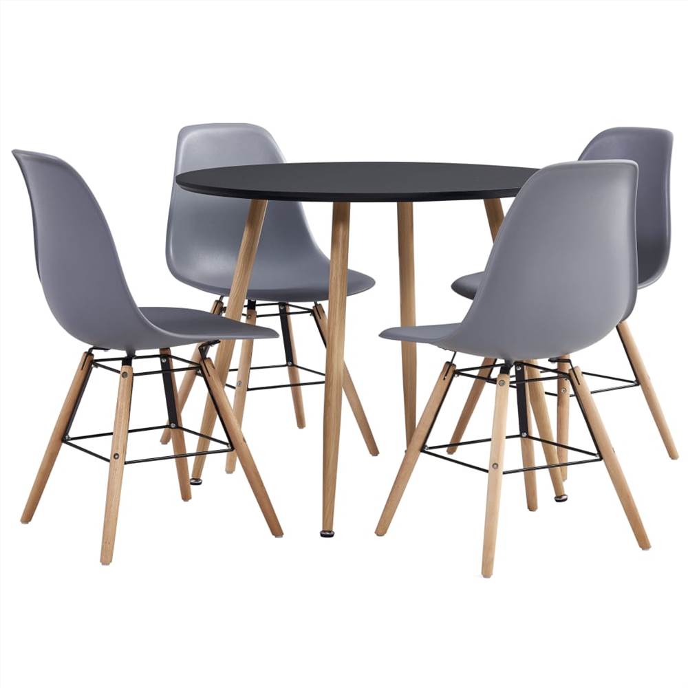 

5 Piece Dining Set Plastic Grey