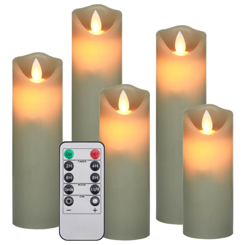 5 Piece Electric LED Candle Set with Remote Control Warm White
