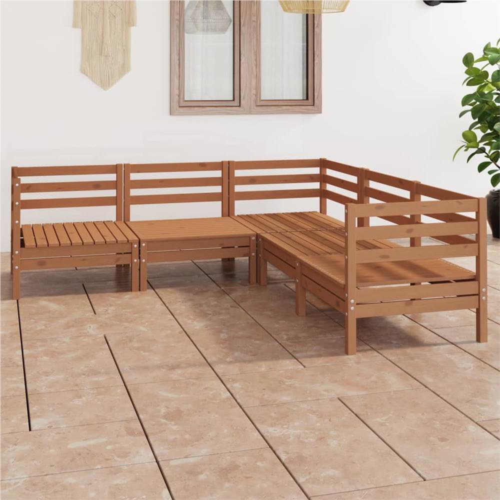 

5 Piece Garden Lounge Set Solid Pinewood Honey Brown