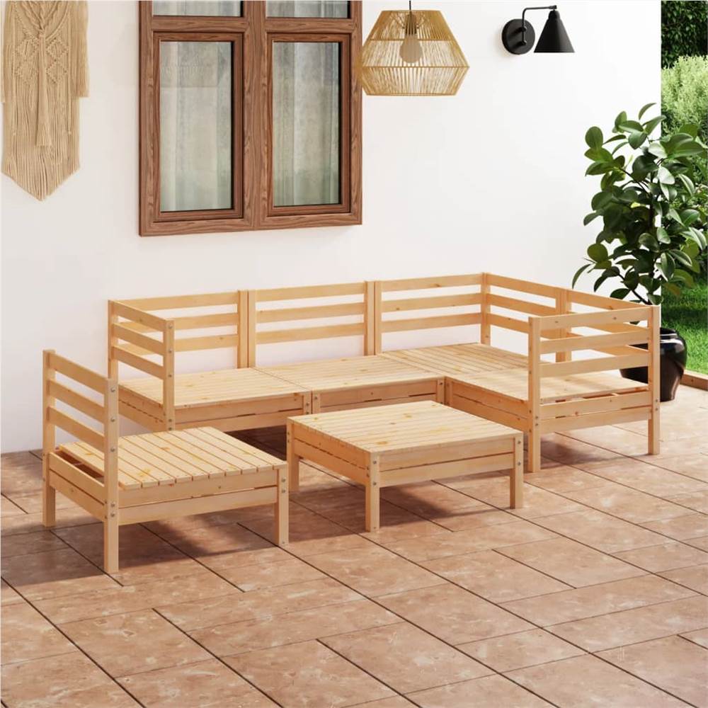 

6 Piece Garden Lounge Set Solid Pinewood