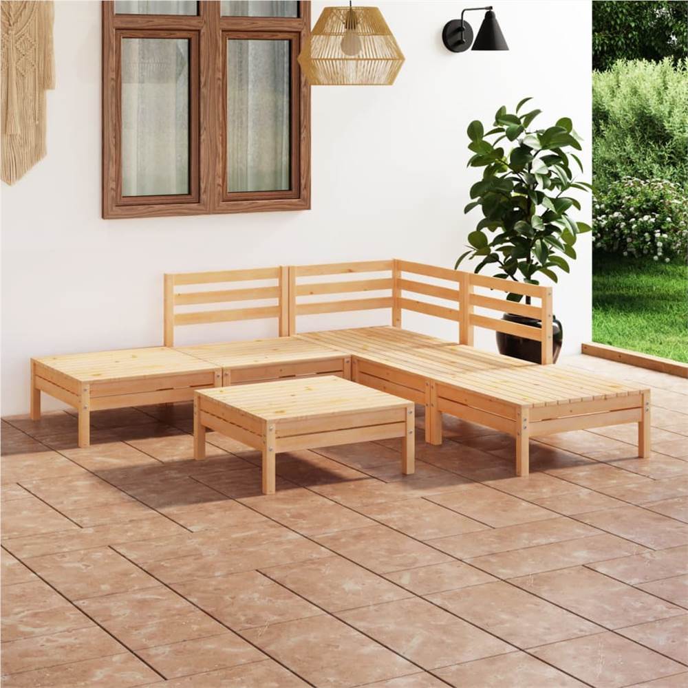 

6 Piece Garden Lounge Set Solid Pinewood