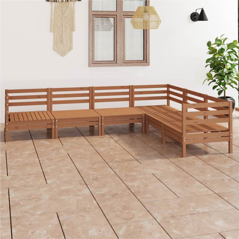 

6 Piece Garden Lounge Set Solid Pinewood Honey Brown