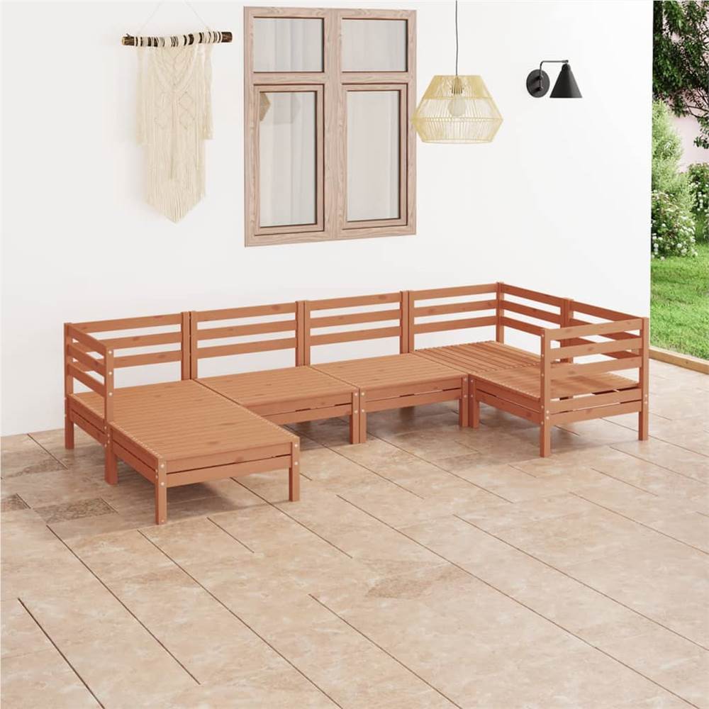 

6 Piece Garden Lounge Set Solid Pinewood Honey Brown
