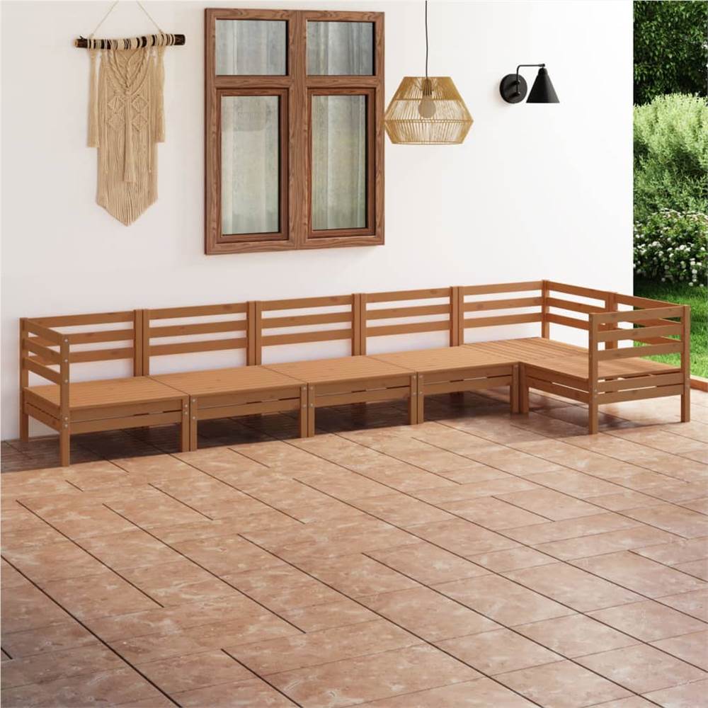

6 Piece Garden Lounge Set Solid Pinewood Honey Brown