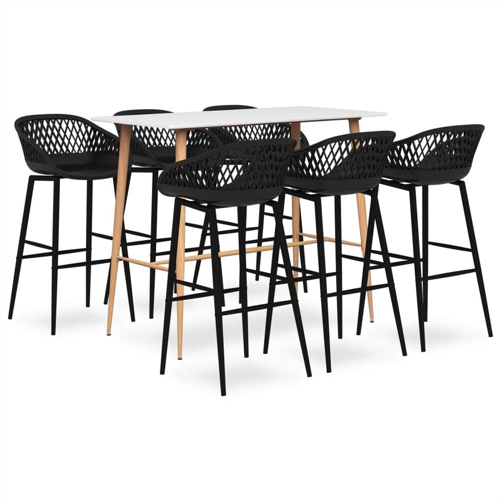 

7 Piece Bar Set White and Black