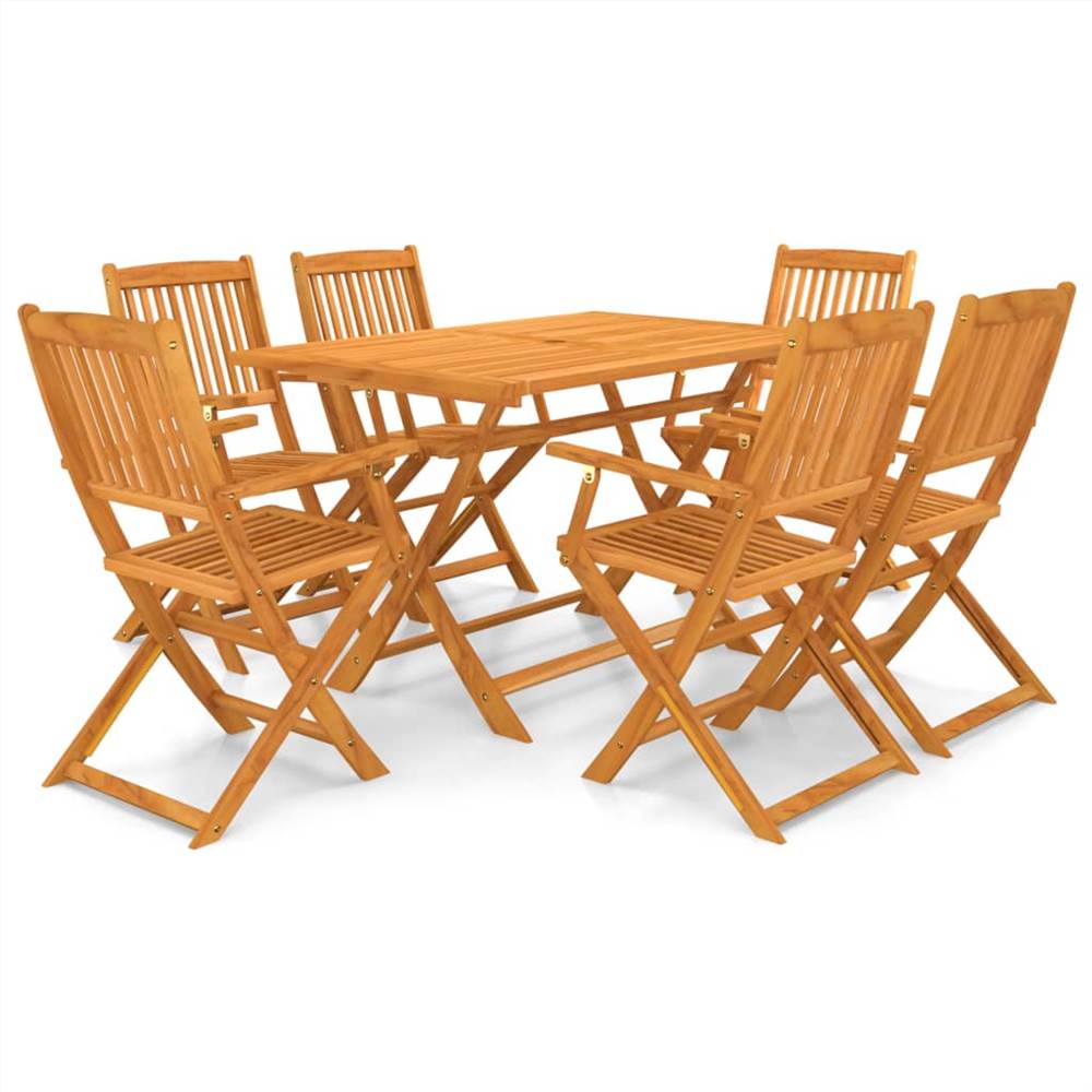

7 Piece Folding Outdoor Dining Set Solid Acacia Wood