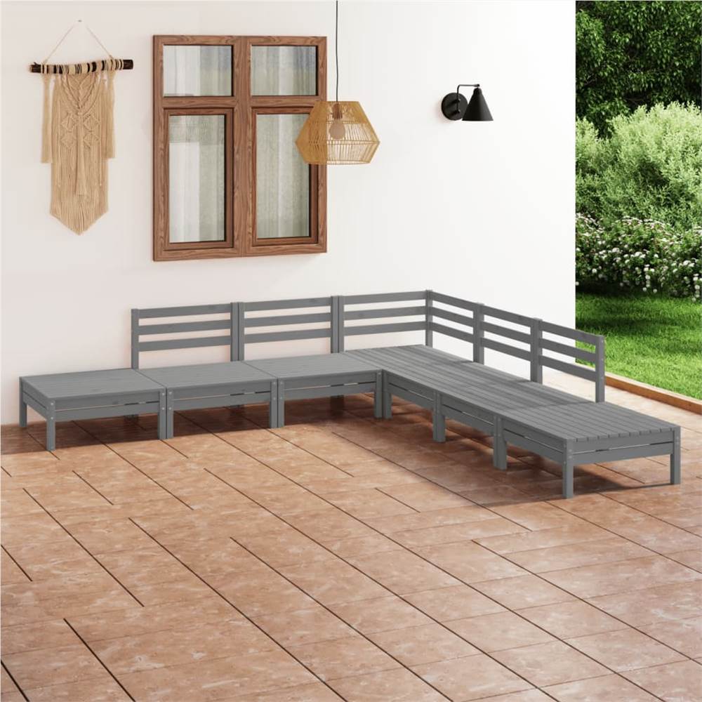 

7 Piece Garden Lounge Set Solid Pinewood Grey