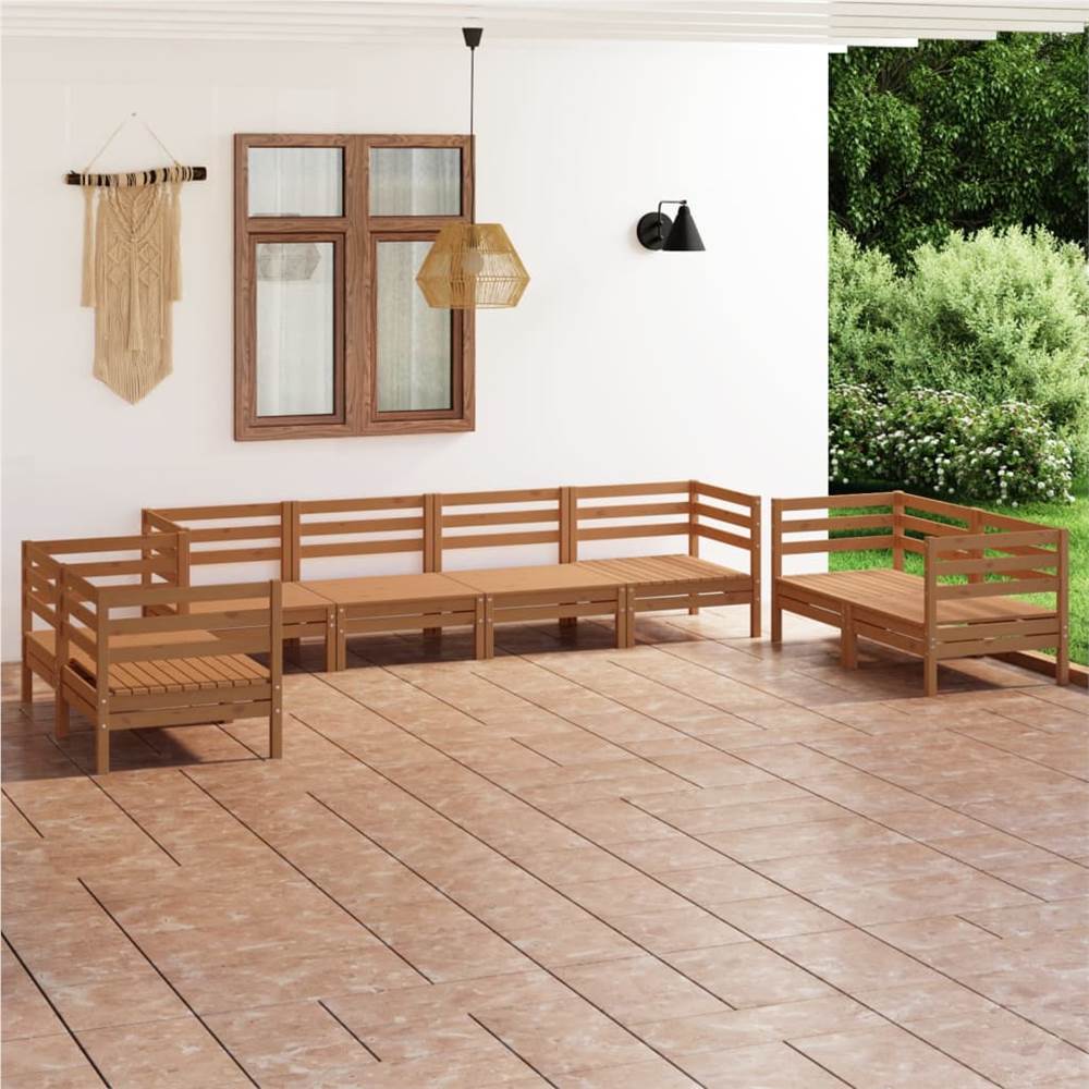 

8 Piece Garden Lounge Set Honey Brown Solid Pinewood