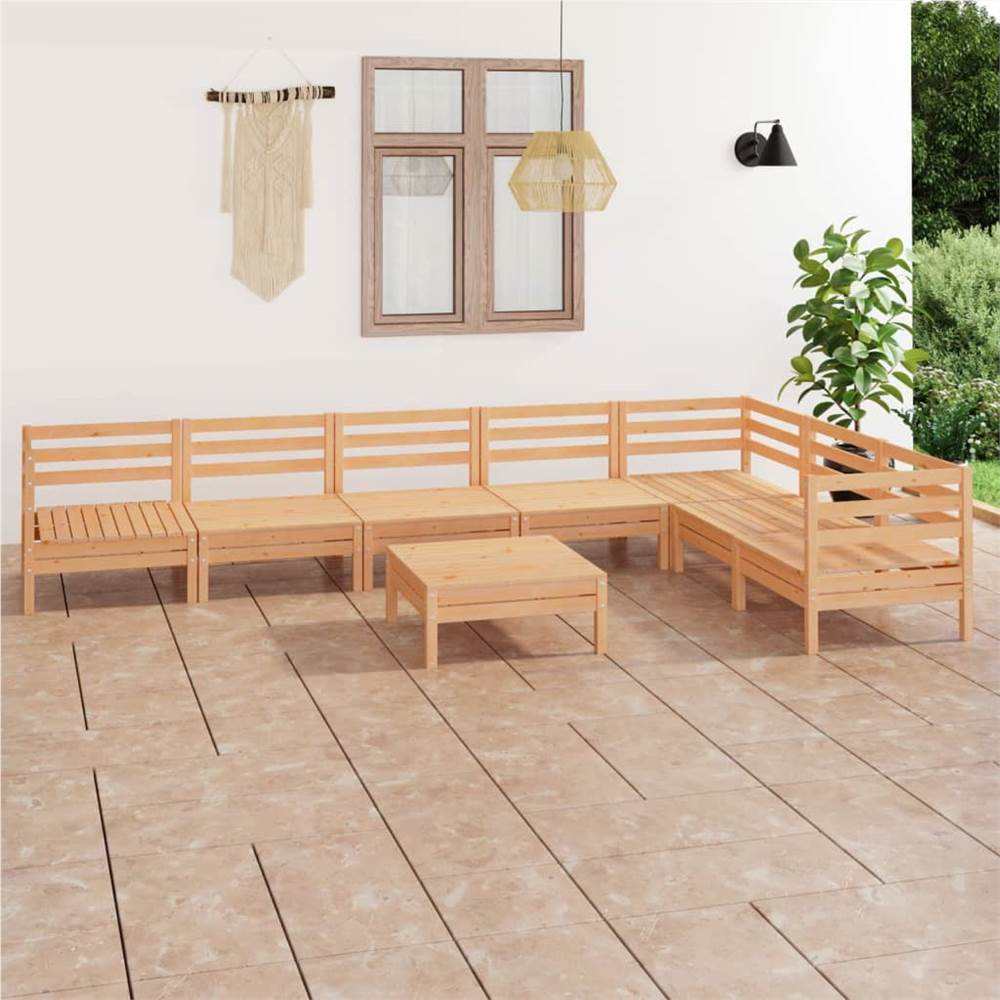 

8 Piece Garden Lounge Set Solid Pinewood