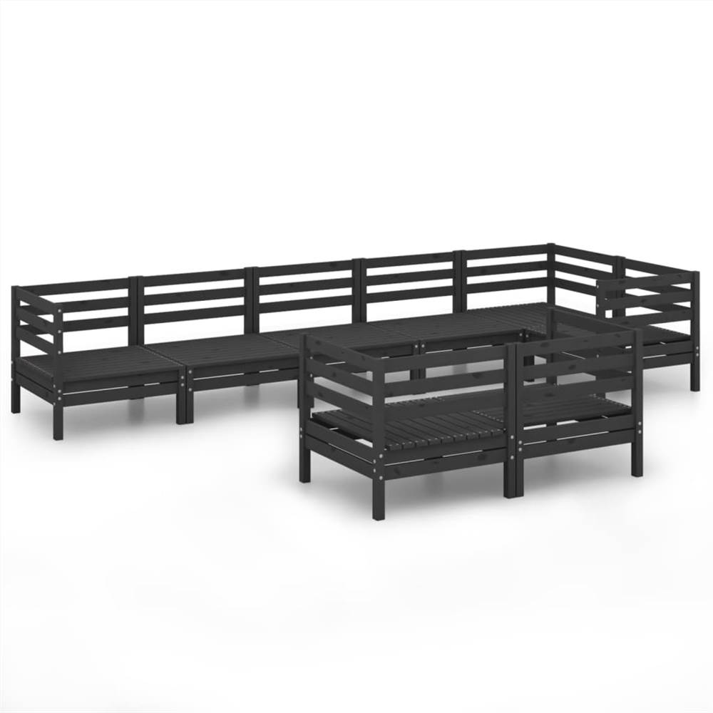 

8 Piece Garden Lounge Set Solid Pinewood Black