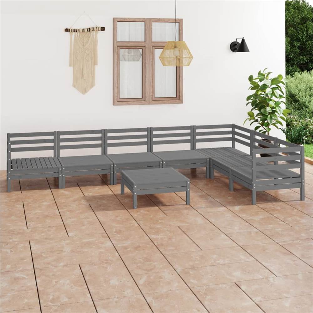 

8 Piece Garden Lounge Set Solid Pinewood Grey