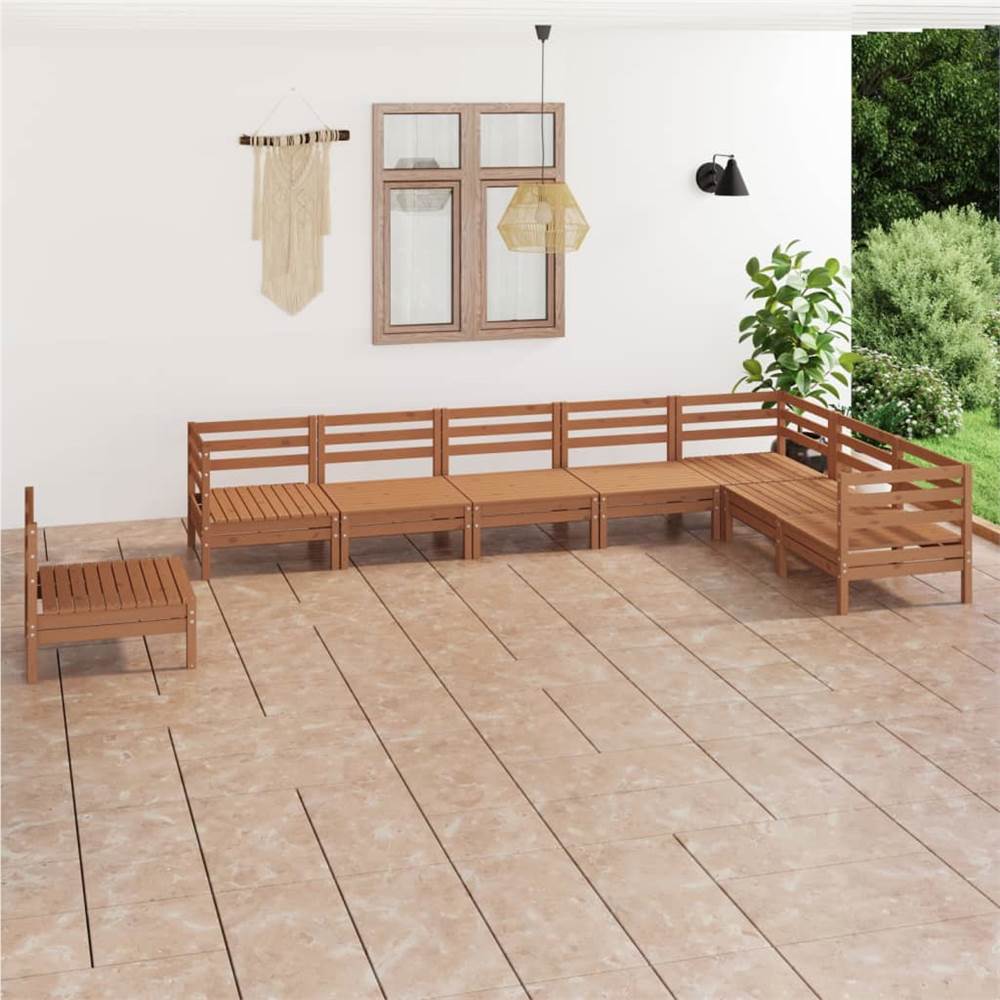 

8 Piece Garden Lounge Set Solid Pinewood Honey Brown