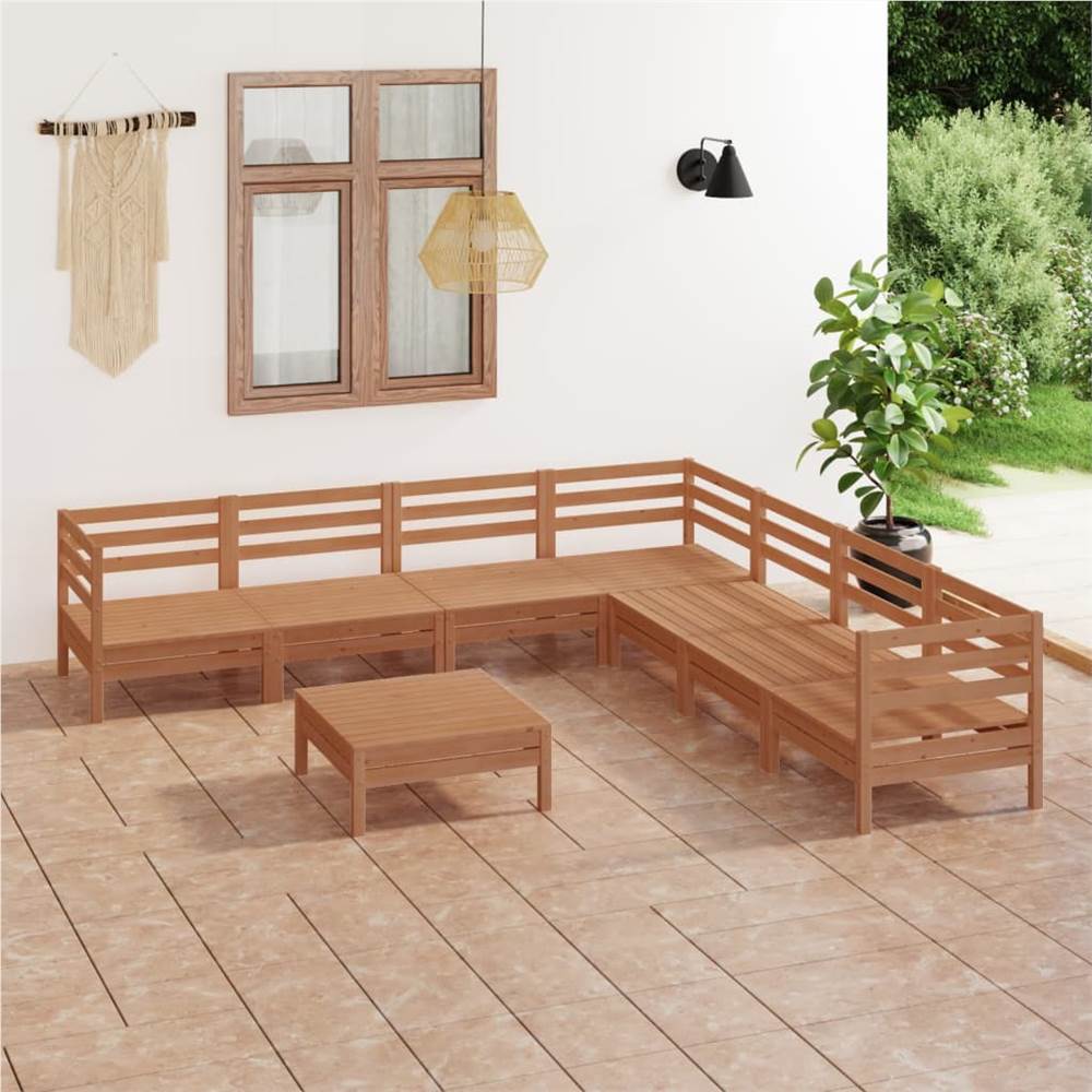 

8 Piece Garden Lounge Set Solid Pinewood Honey Brown