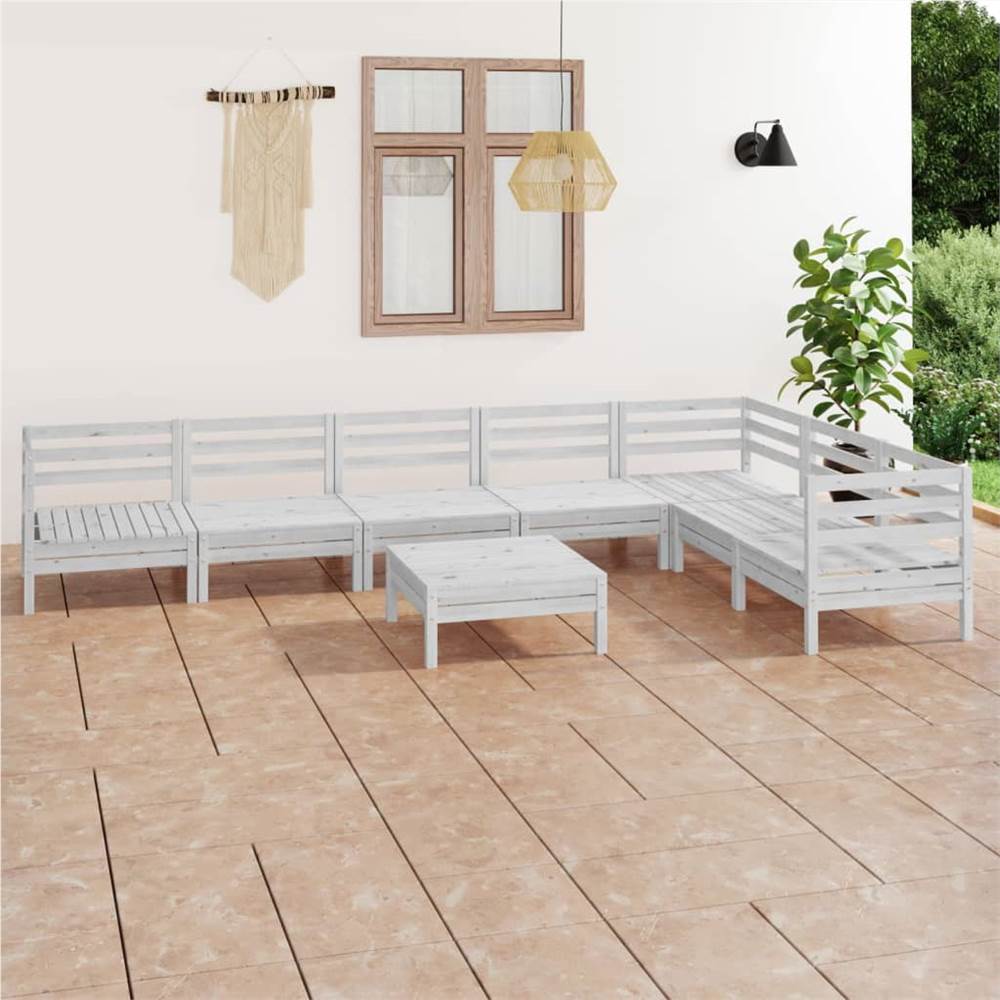 

8 Piece Garden Lounge Set Solid Pinewood White