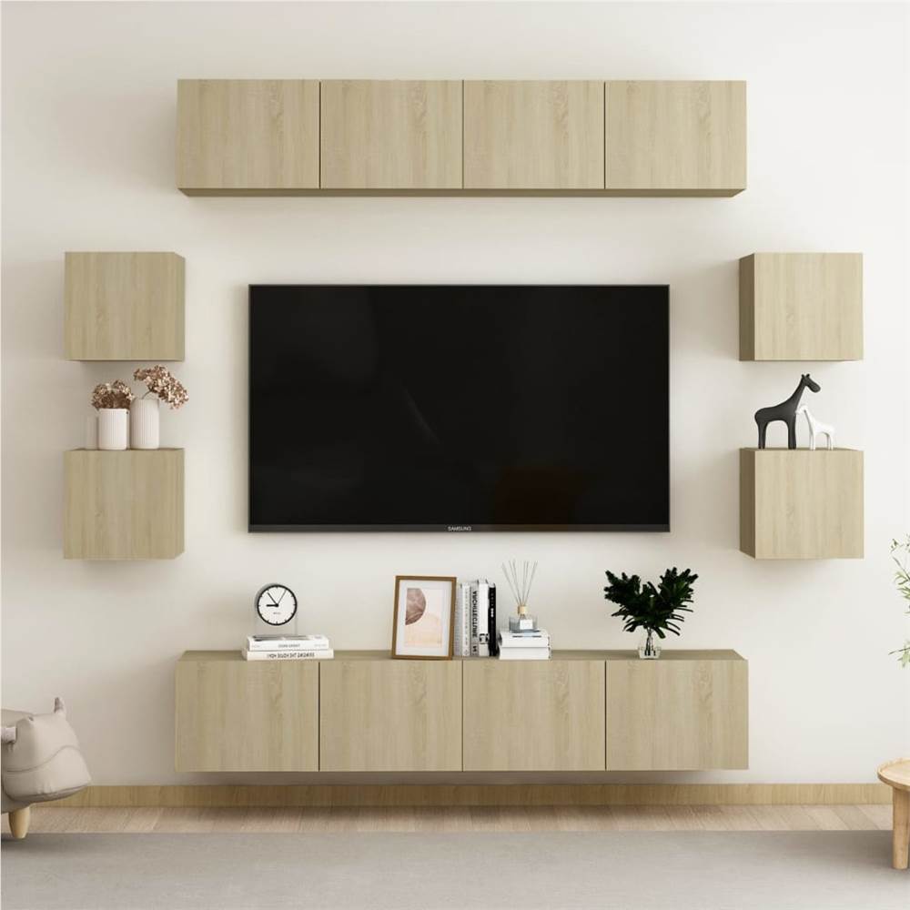 

8 Piece TV Cabinet Set Sonoma Oak Chipboard