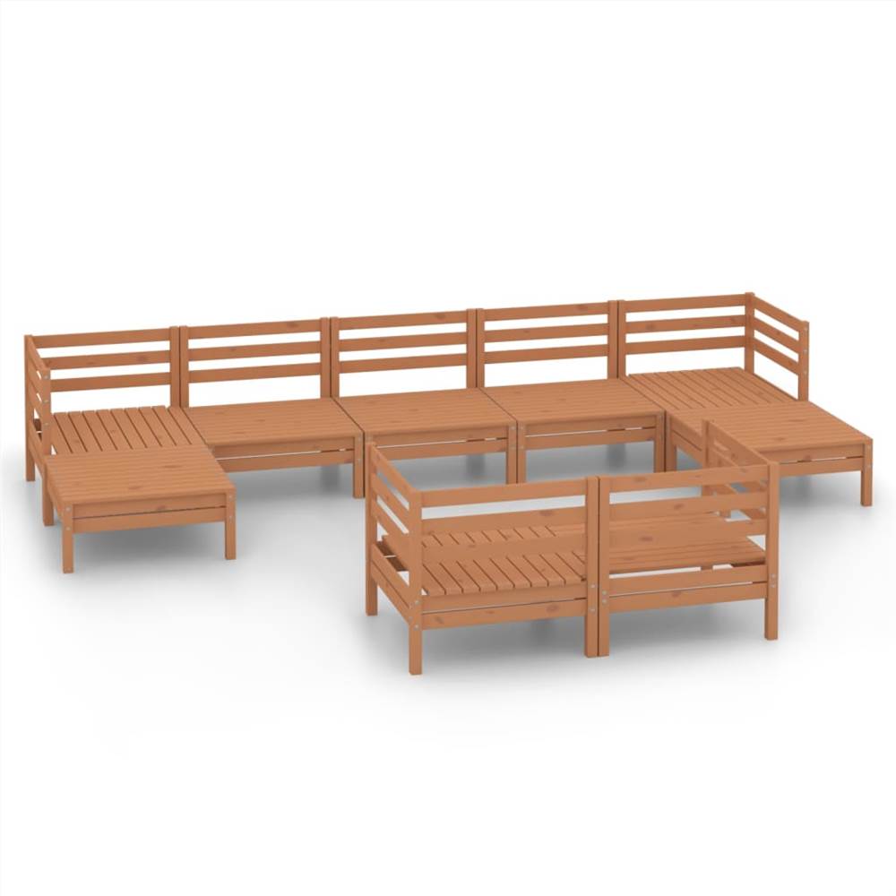 

9 Piece Garden Lounge Set Honey Brown Solid Pinewood