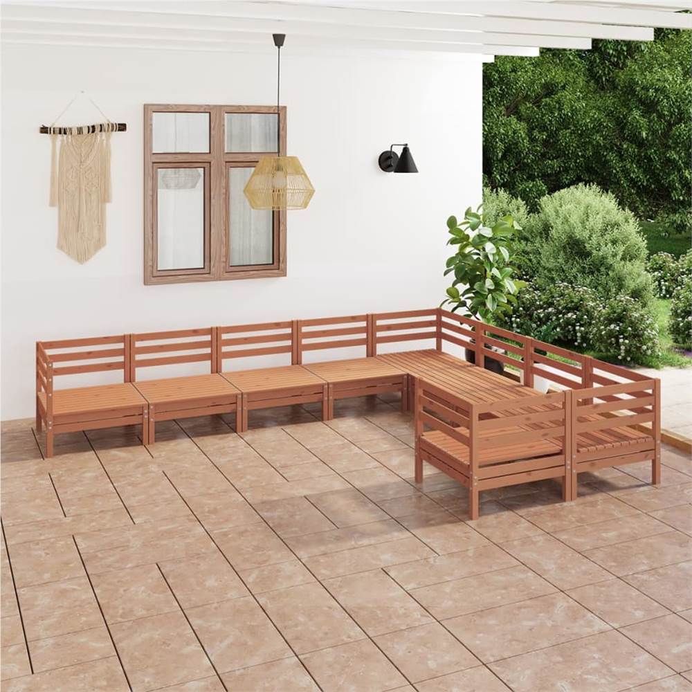 

9 Piece Garden Lounge Set Honey Brown Solid Pinewood