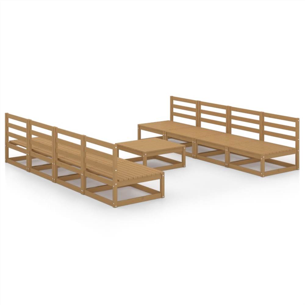 

9 Piece Garden Lounge Set Honey Brown Solid Pinewood
