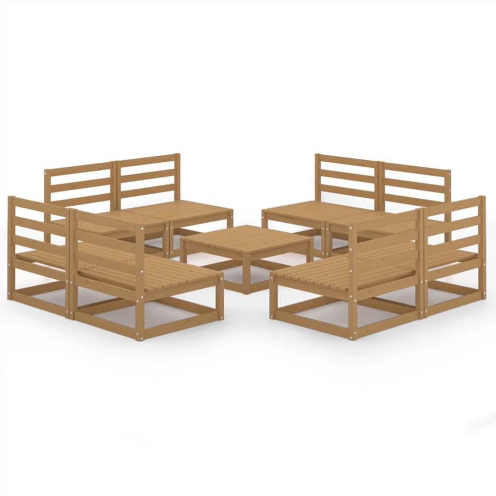 

9 Piece Garden Lounge Set Honey Brown Solid Pinewood