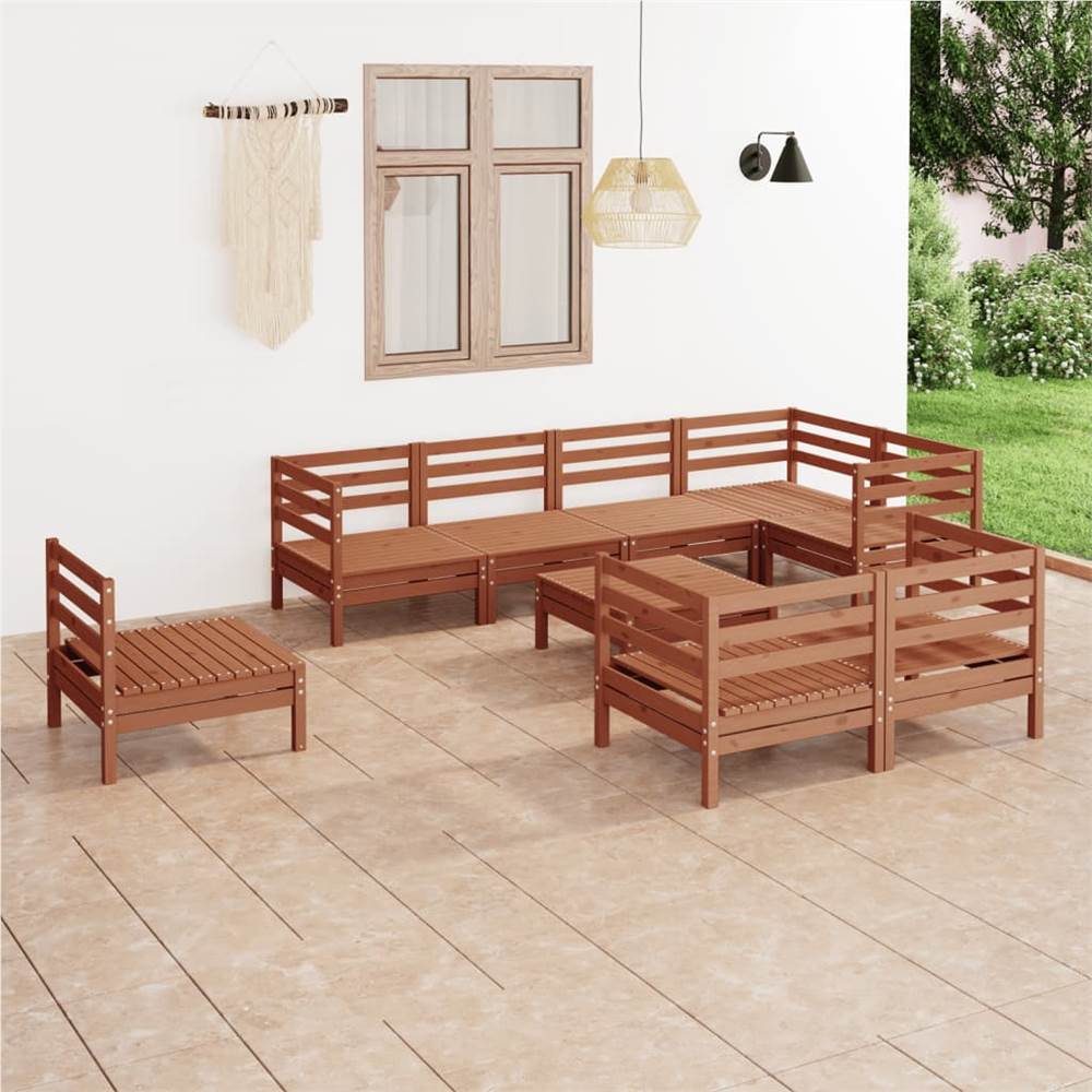 

9 Piece Garden Lounge Set Solid Pinewood Honey Brown