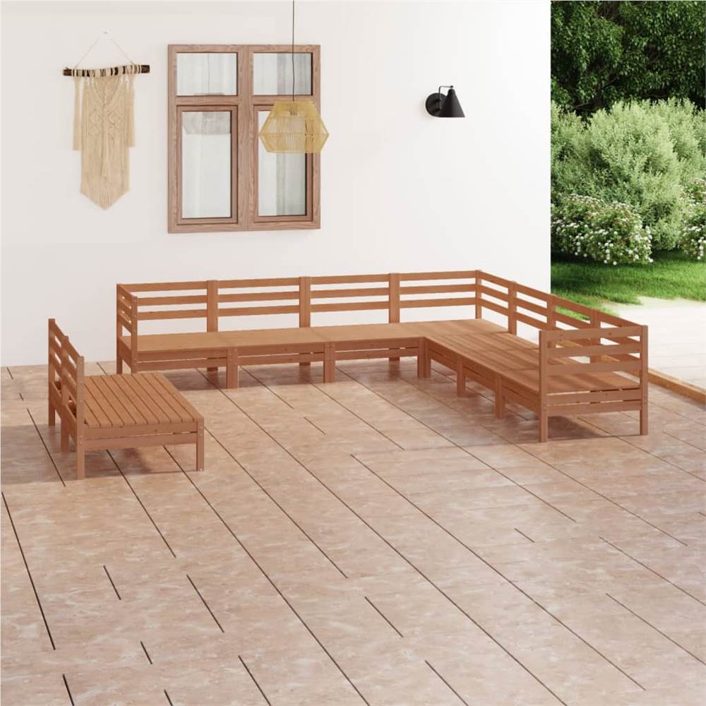 

9 Piece Garden Lounge Set Solid Pinewood Honey Brown