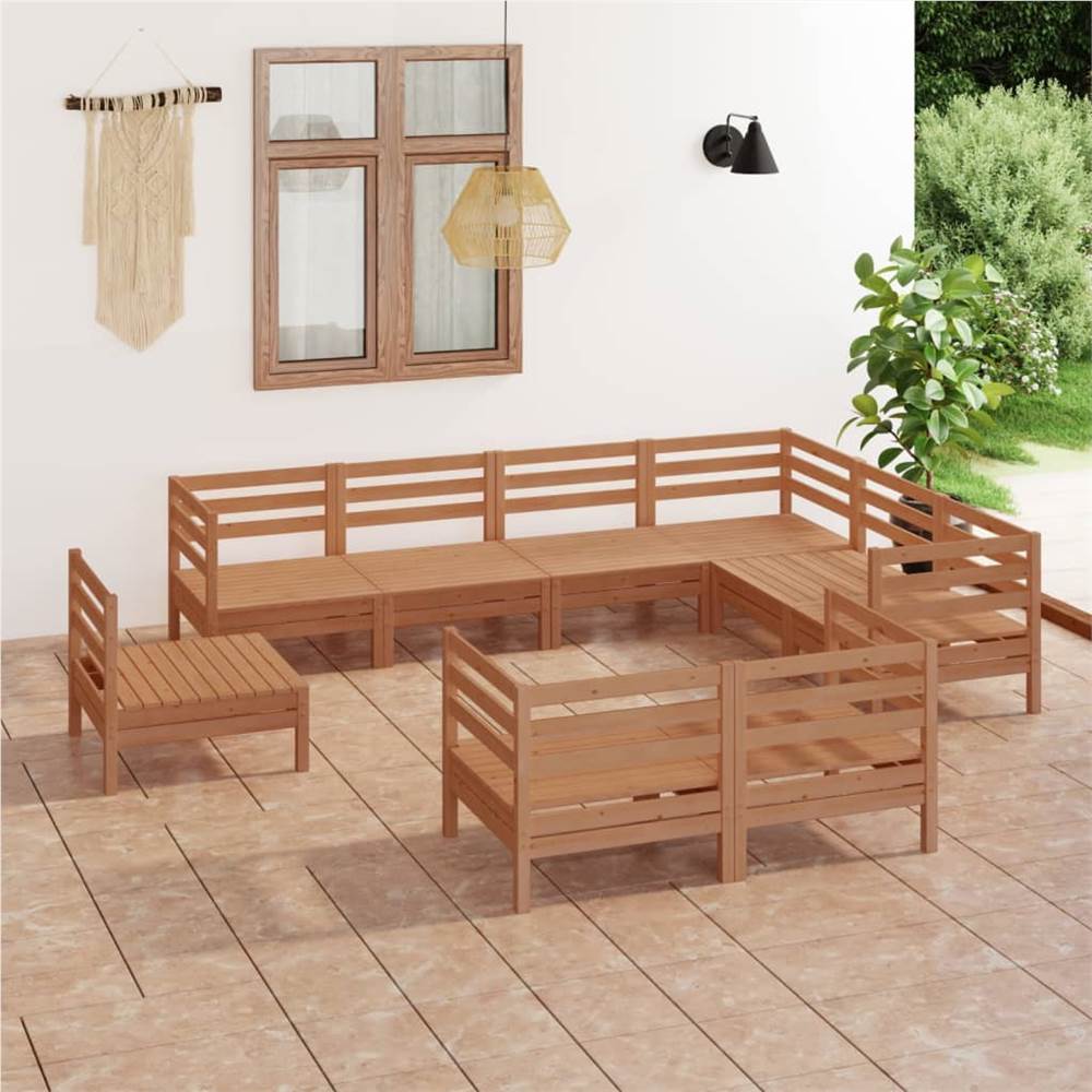 

9 Piece Garden Lounge Set Solid Pinewood Honey Brown